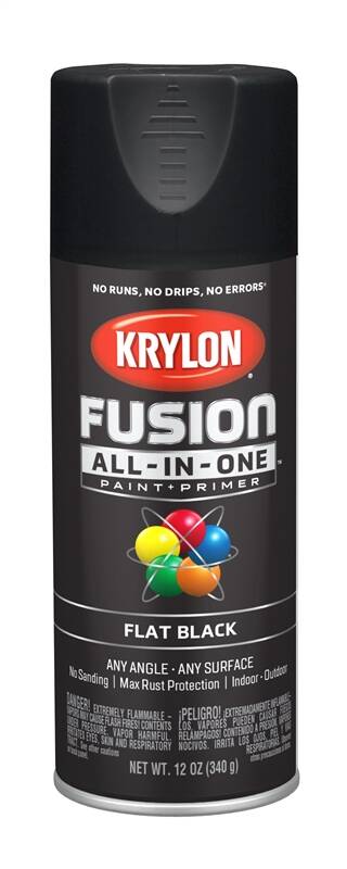 Krylon K02728007 12-Ounce Flat Black Fusion All-In-One Paint Plus ...