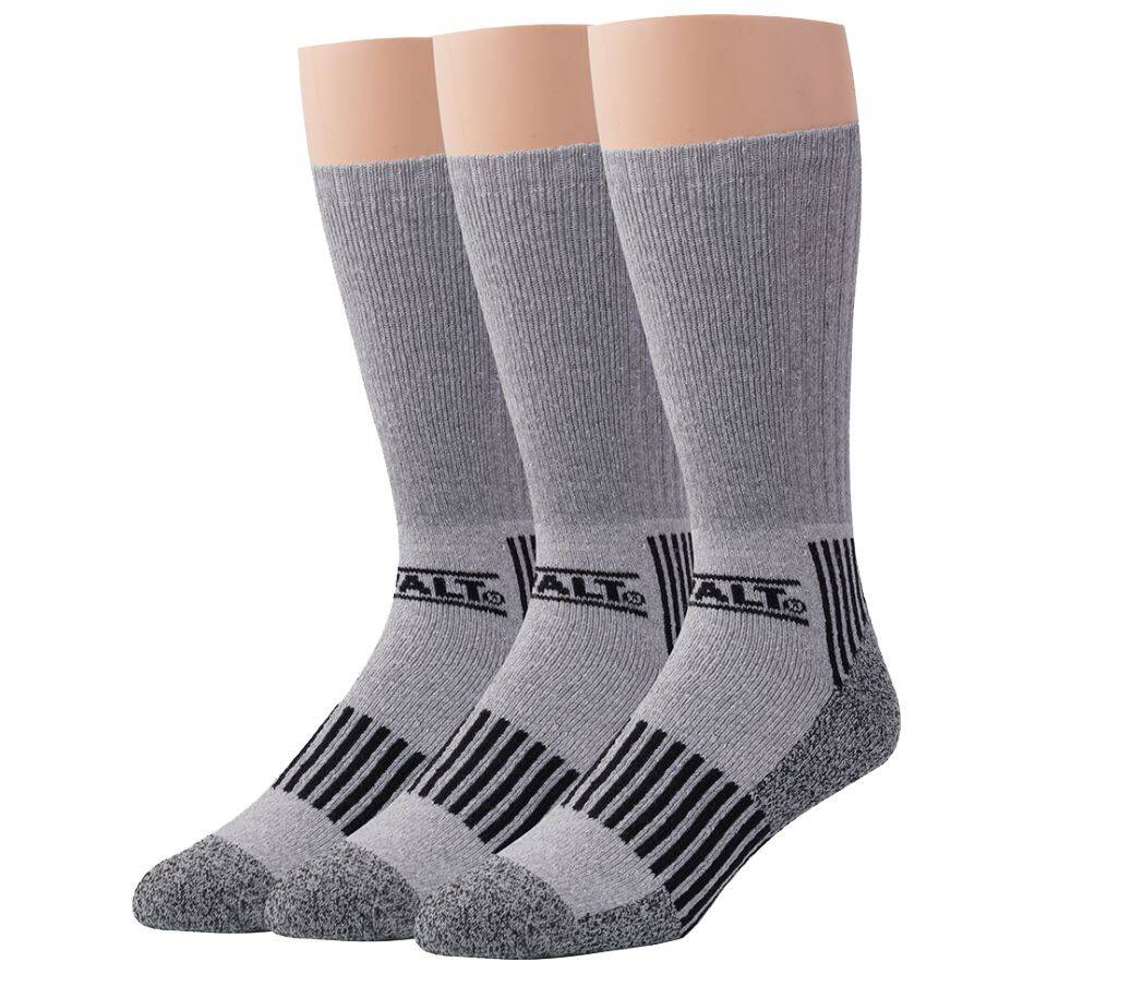DeWALT® DXSC226 Large Men's Gray Heavyweight Cushioned Cotton Sock 3