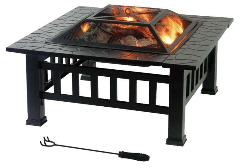 Seasonal Trends N834 32-Inch Square Black Steel Fire Pit at Sutherlands