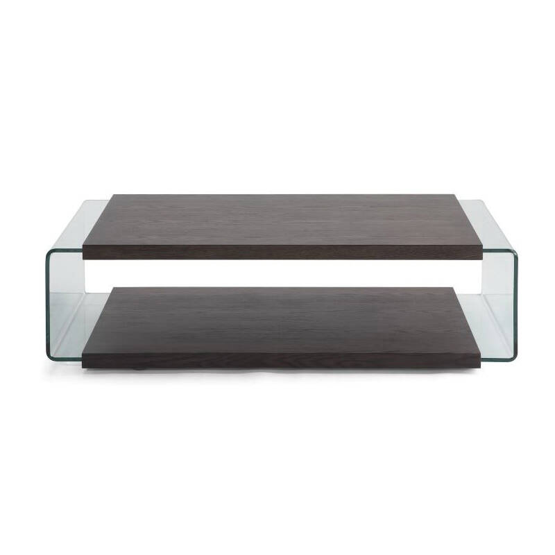 NATUZZI T126LB4 NATUZZI Cisternino T126LB4 Coffee Table, 51 in W, 27 in D, 15 in H, Glass/Wood