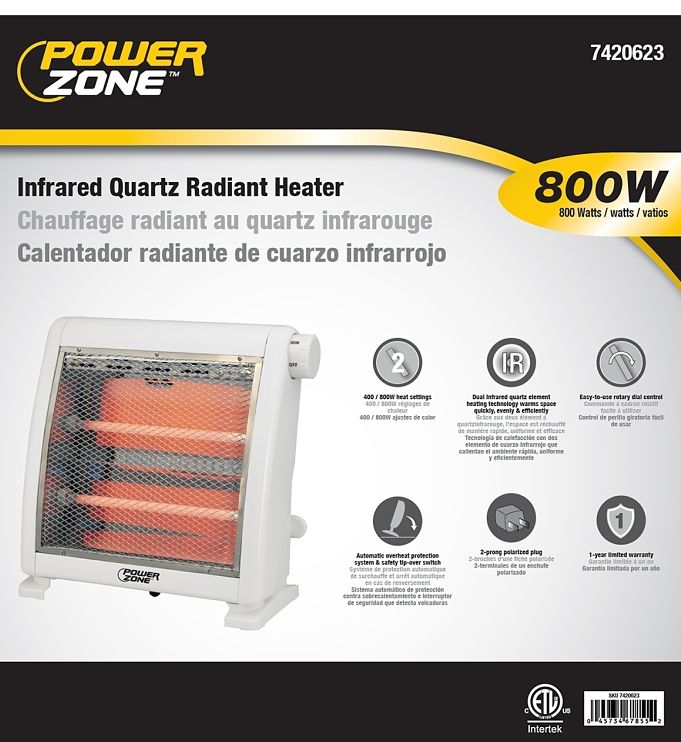 PowerZone™ H5511 400/800Watt White Infrared Quartz Radiant Electric