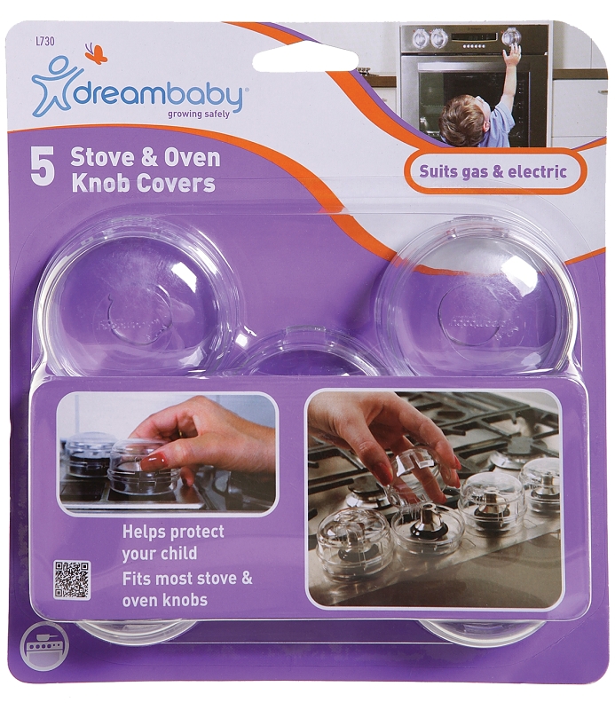 Dreambaby Clear Plastic Stove Knob Covers 5 pk