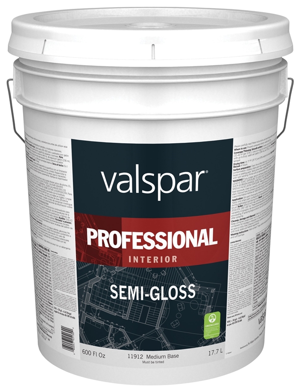 Valspar 11912 SemiGloss Medium Base Professional Interior Paint, 5
