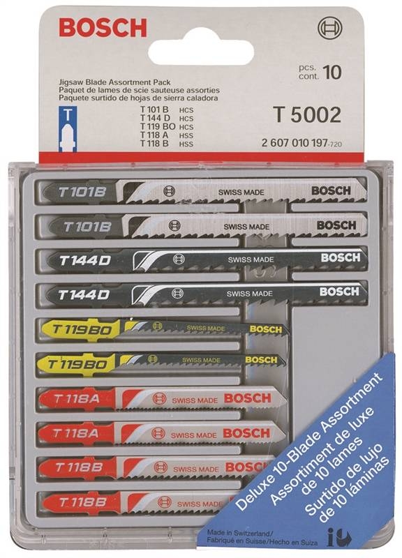 Bosch T5002 Wood And Metal Cutting T Shank Jig Saw Blade Set 10