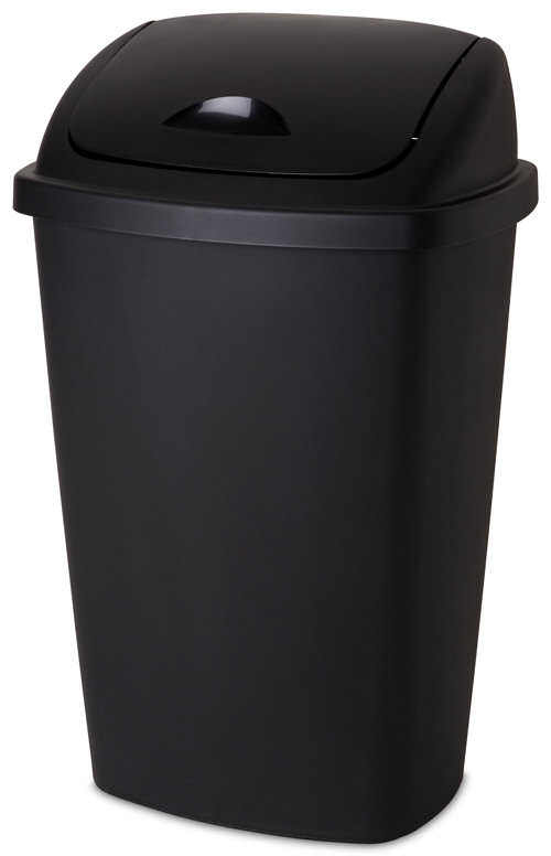 Sterilite - Black 13-Gallon Swing Top Wastebasket