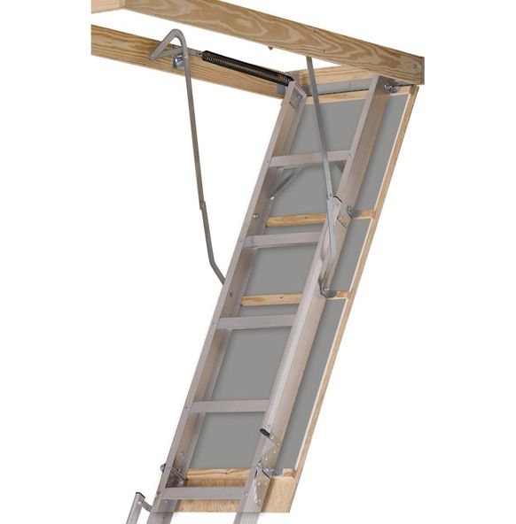 Louisville AL258P 10Foot To 12Foot Everest Series Aluminum Attic Ladder With 251/2 x 63Inch