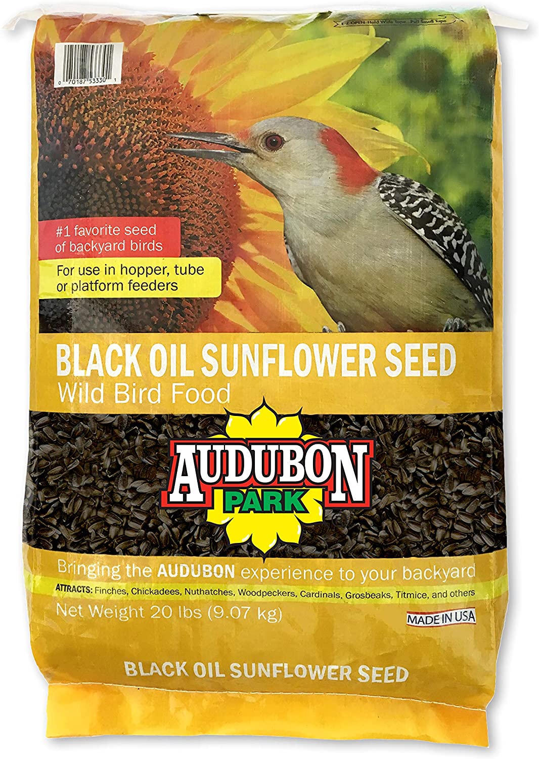 Audubon Park 11286 20Pound Black Oil Sunflower Seed Wild Bird Food at