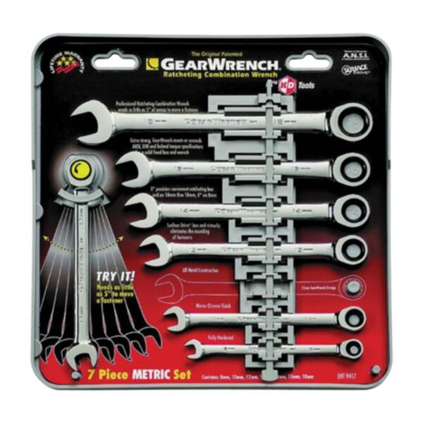 GearWrench 9417 Ratcheting Combination Wrench Set Metric 7Piece at