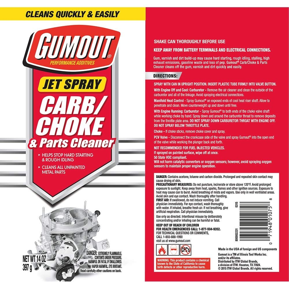 Gumout 800002231 14-Ounce Jet Spray Carb/Choke & Parts Cleaner at  Sutherlands