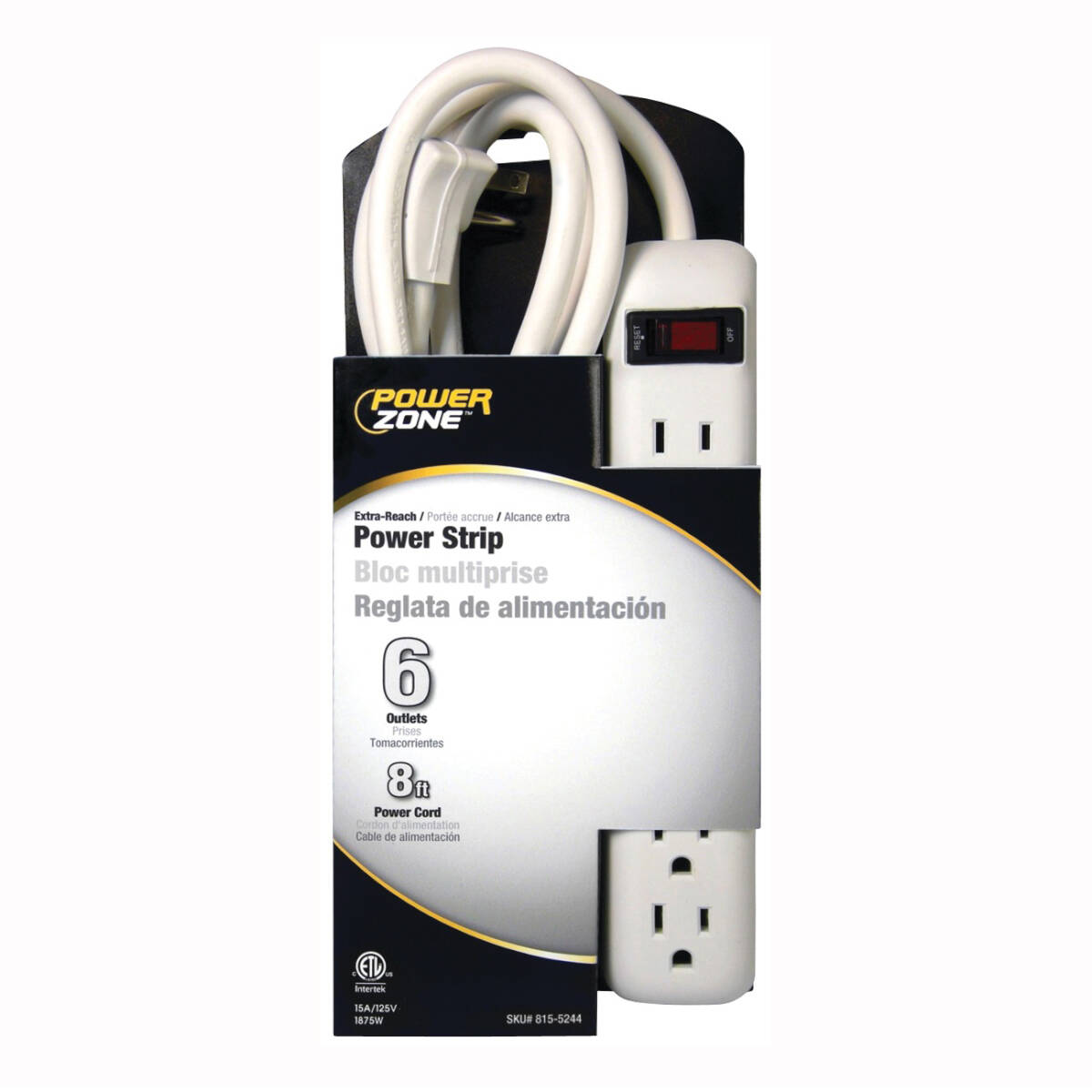 【THEAIRTOWN】 erric striped pt PowerZone™ 7958085 6-Socket White Power Outlet Strip at