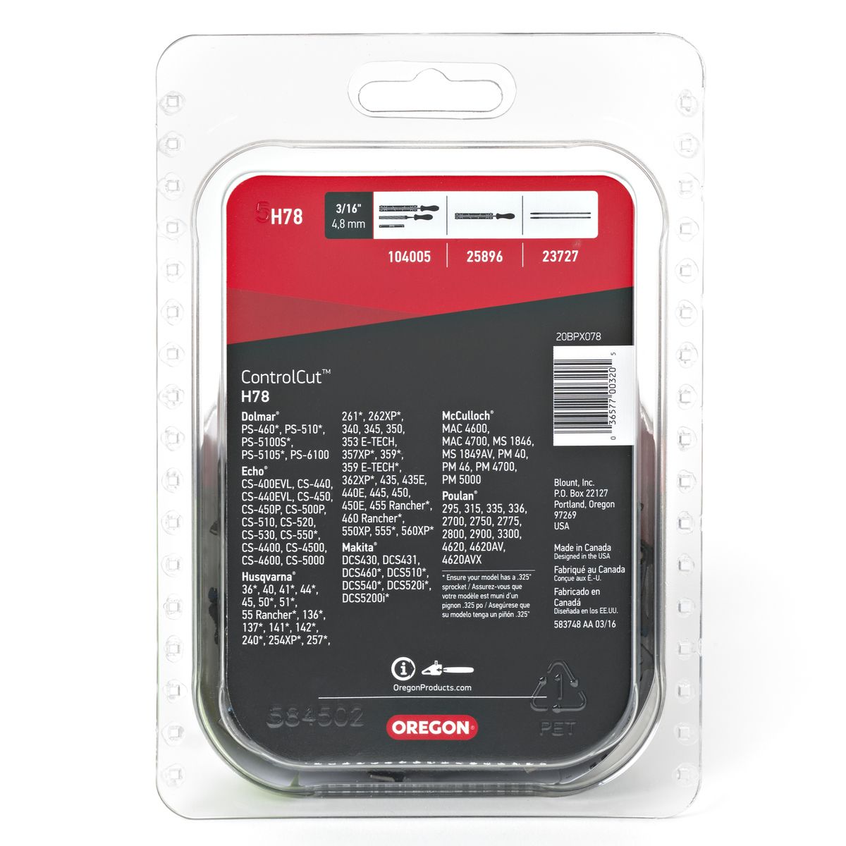 thumbnail image 2 of Oregon 20BPX072G ControlCut H72 Saw Chain - .325" Pitch, .050" Gauge, 72 Drive Links 2 of 5