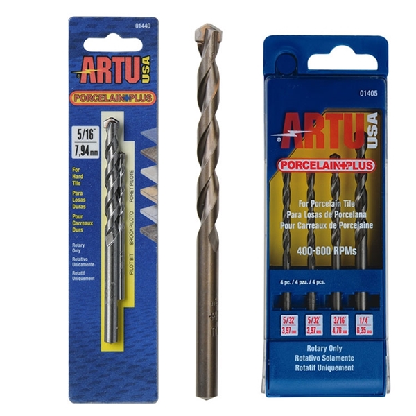ARTU 01440 Porcelain Tile Drill Bit, Flat Flute, 23/8 In L Flute