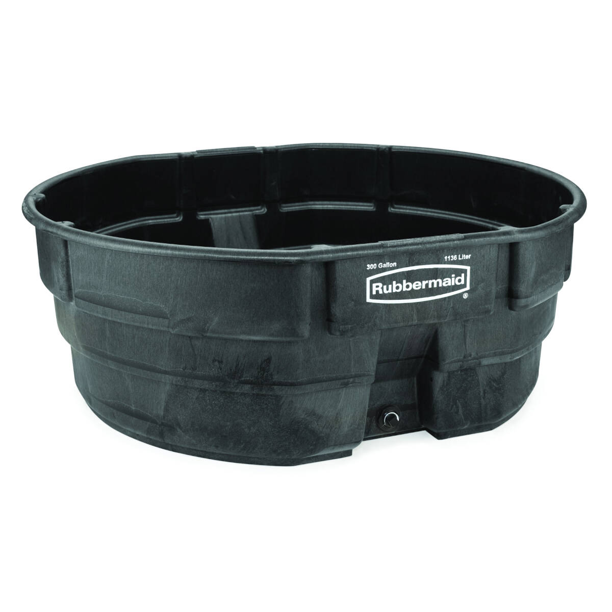 Rubbermaid FG424700BLA 300Gallon Capacity Black Plastic Stock Tank at