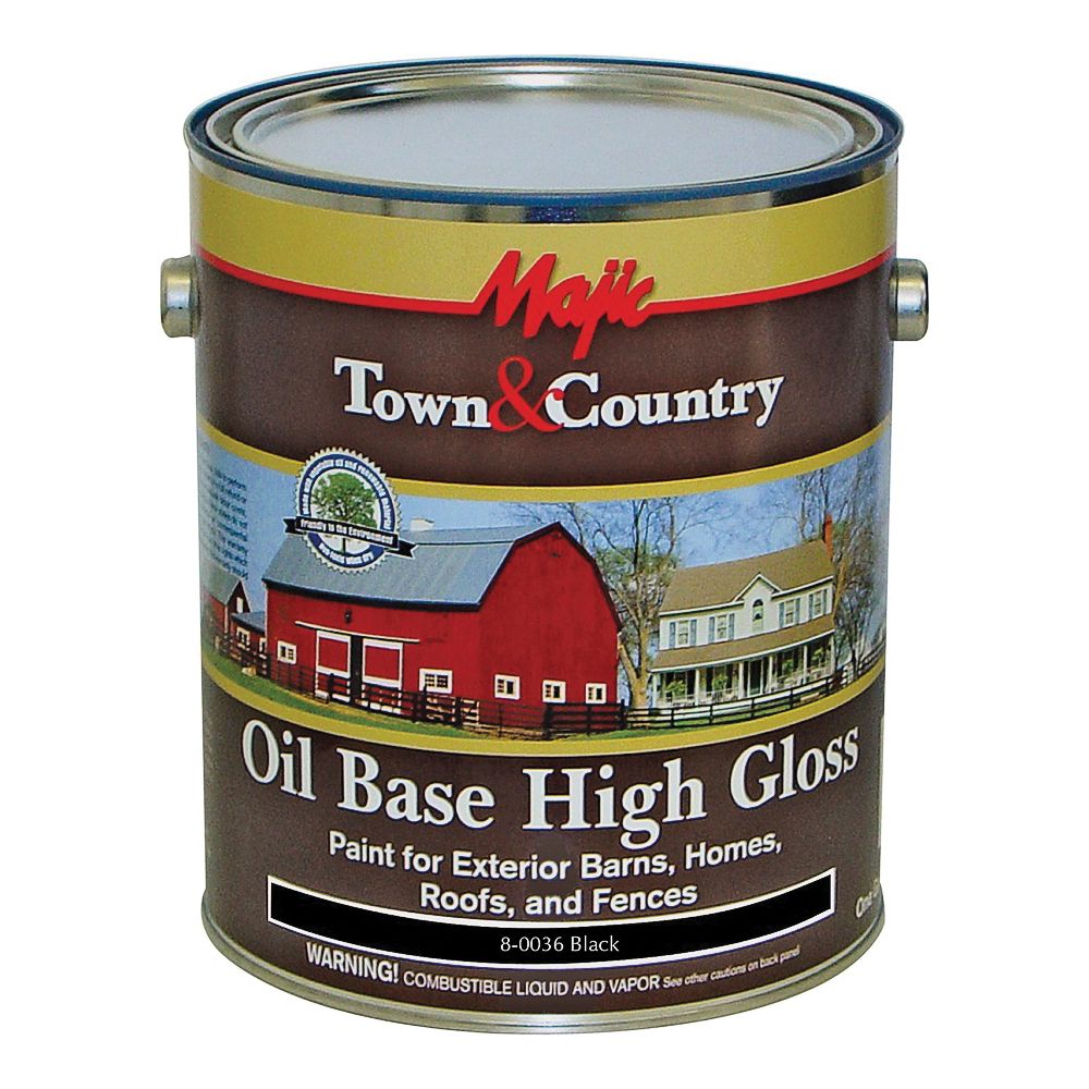 Majic Paints 8-0036-1 1-Gallon Glossy Black Oil Based Exterior Barn ...