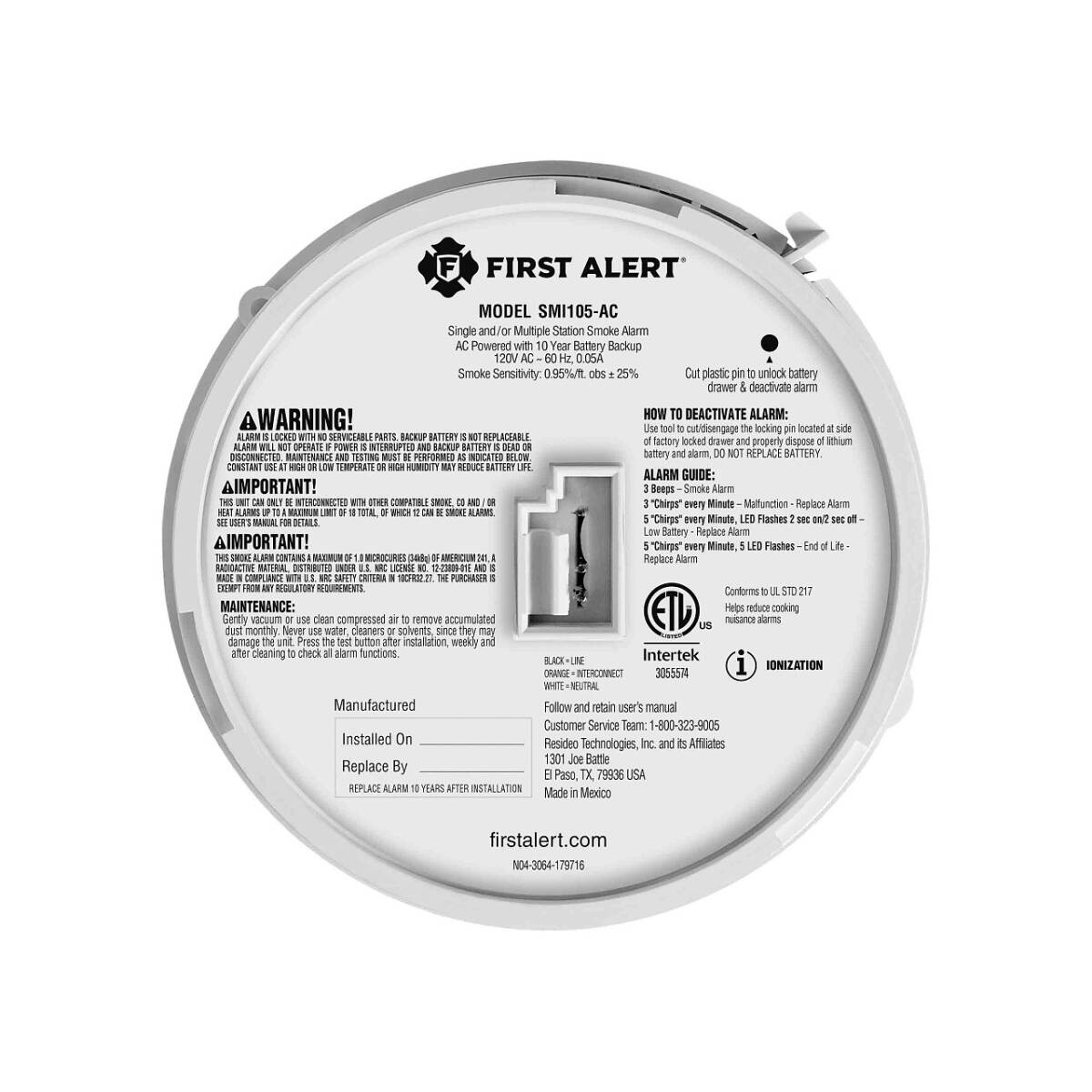 BRK 1046850 10-Year Interconnected Hardwired Smoke Alarm With ...