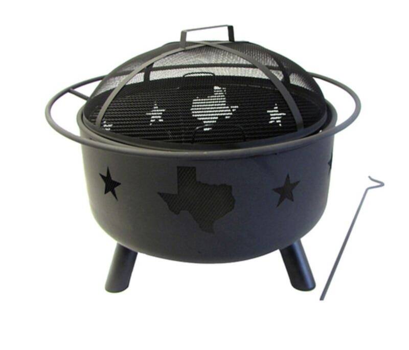 Leigh Country TX 93538 Round Black Steel Texas State Fire Pit at