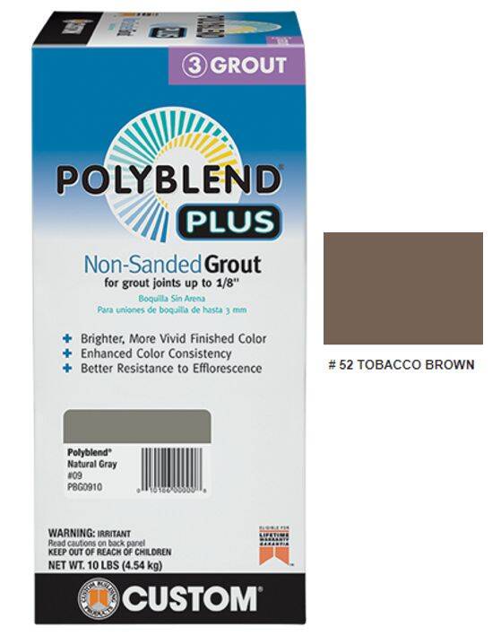 CUSTOM PBPG5210 10-Pound Tobacco Brown Polyblend Plus Non-Sanded Grout For  Grout Joints Up To 1/8-Inch #1757798 at Sutherlands