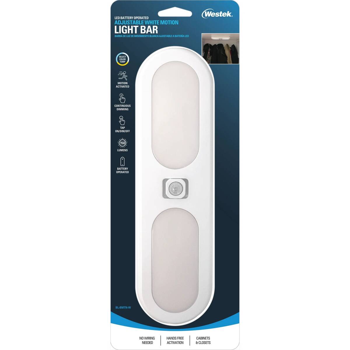 Westek BLBMTNW LED Adjustable White Motion Activated Light Bar at