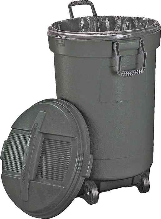 United Plastics RM133901 32 Gal Roughneck Wheeled Garbage Can at