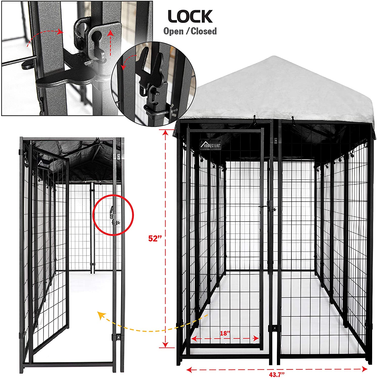 Homestead 88123 6 x 4 x 8Foot Durable Welded Wire Pet Kennel With