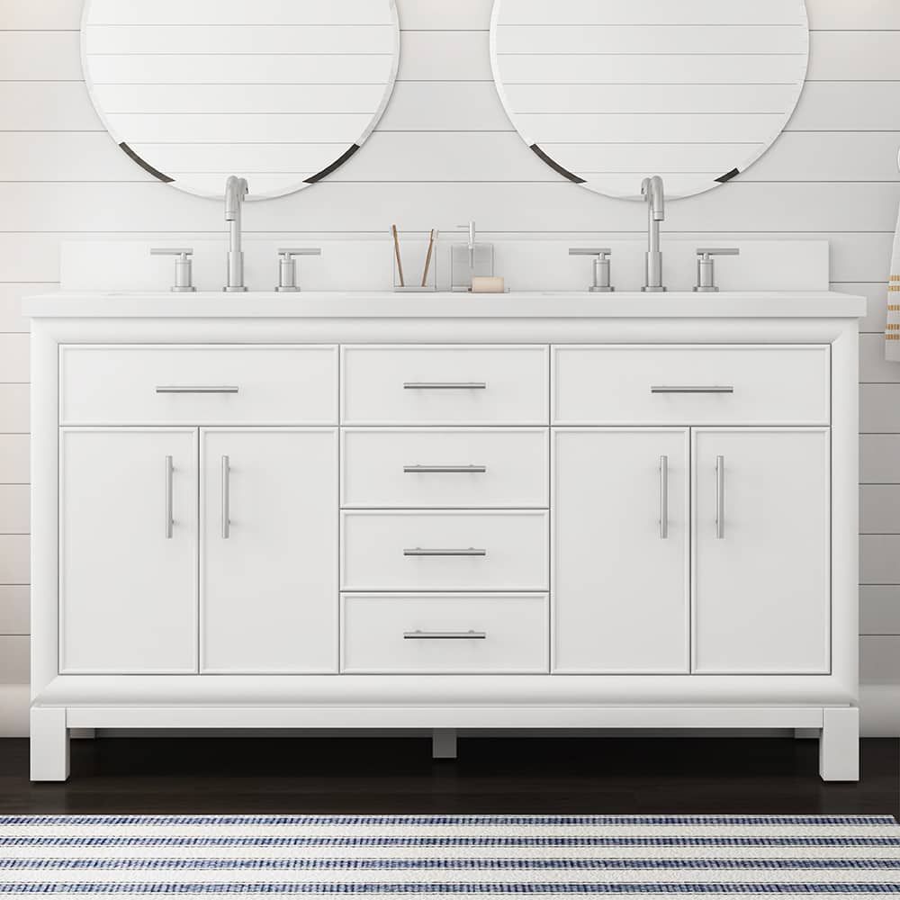 Whalen WF60DVW 60-Inch Daisy White Dual Sink Bathroom Vanity at Sutherlands