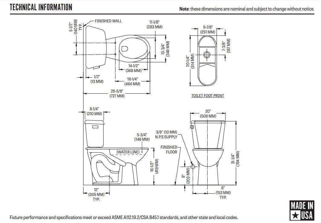 Mansfield® 2916CTK White Denali® 1.28 Elongated SmartHeight™ Complete ...