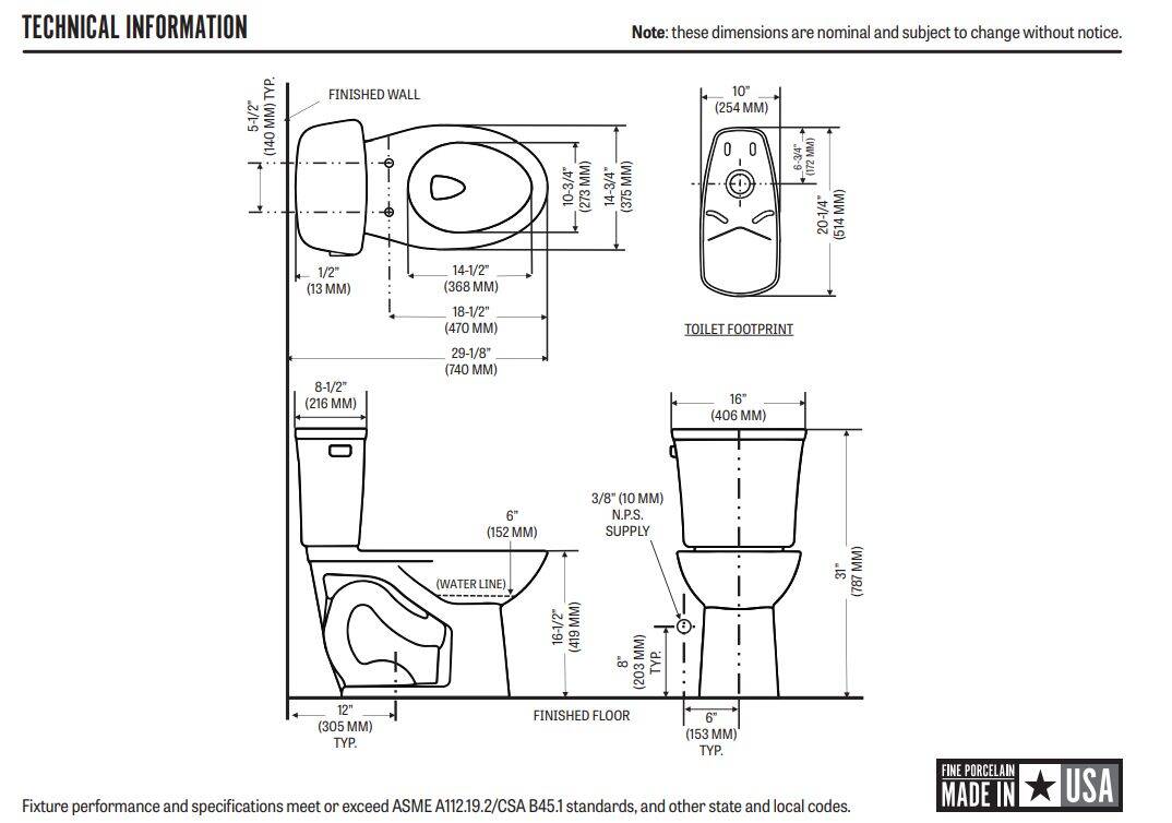 Mansfield® 5997CTK White Vanquish® 2 Elongated ADA Chair Height WaterSense Complete Toilet Kit