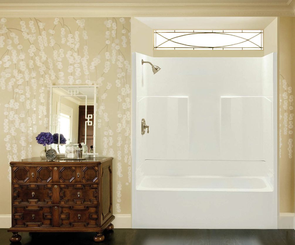 AQUATIC 26032PRWH 60 x 30 x 72Inch White 2Piece Tub/Shower With