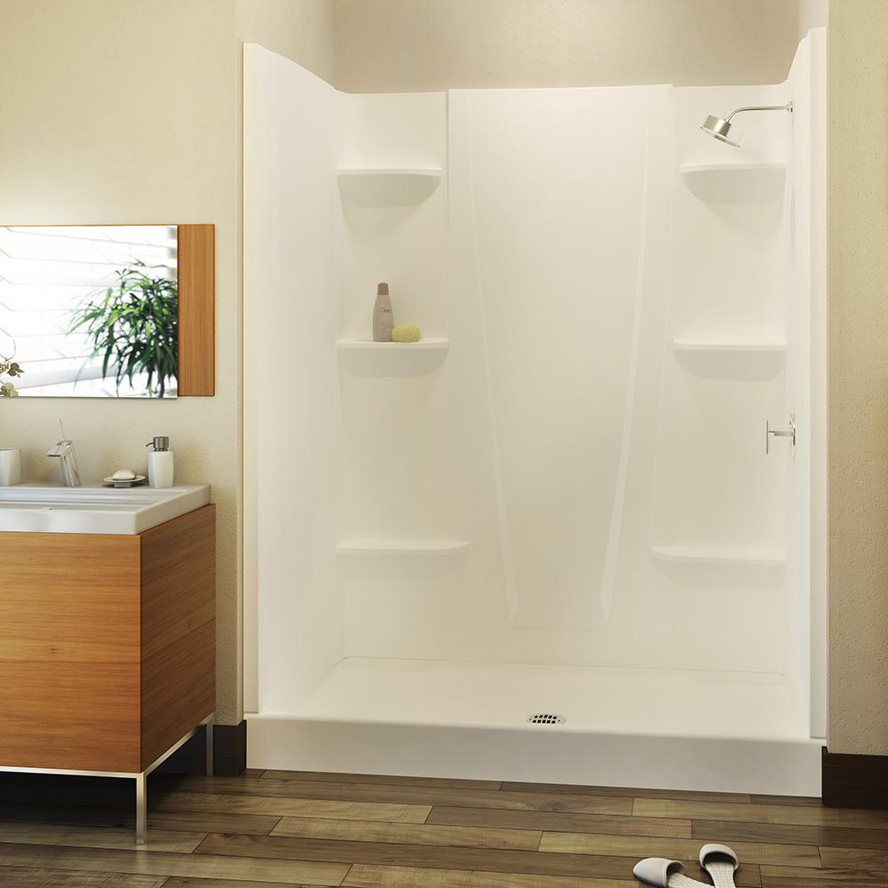 Aquatic 2774CSWAW 5 x 27 x 74Inch White 2Piece DirectToStud Alcove Shower Wall Panels at