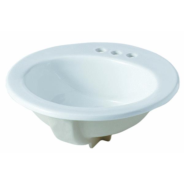 19 Inch Round White Glasgow Bathroom Sink