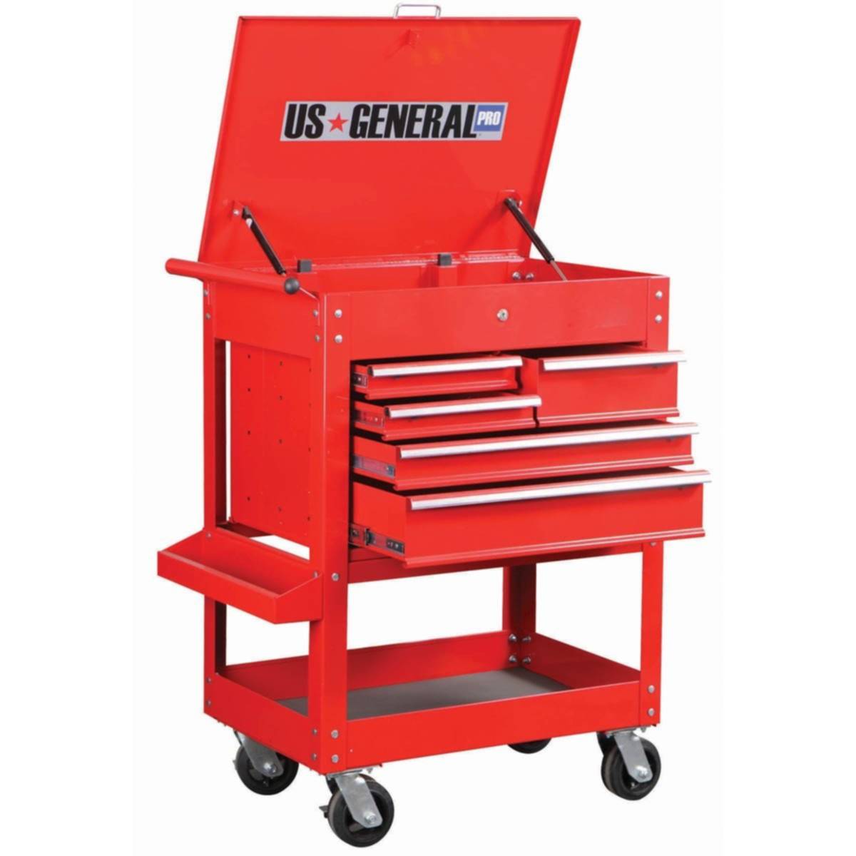 U.S. General 95272 30-Inch 5-Drawer Glossy Red Tool Cart at Sutherlands