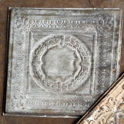 12 Inch Antique Gray Tin Ceiling Tile, Antique Looking Metal Ceiling Tiles