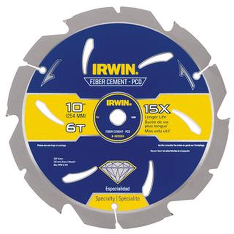 6T IRWIN Tools Fiber Cement PCD Circular Saw Blade 10-Inch 4935624
