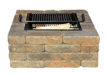40 Inch Square Rumbled Firepit Kit, Pavestone Fire Pit Insert
