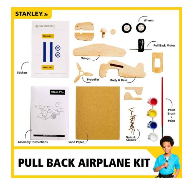 STANLEY Jr JK029SY Wooden PullBack Airplane Kit at Sutherlands