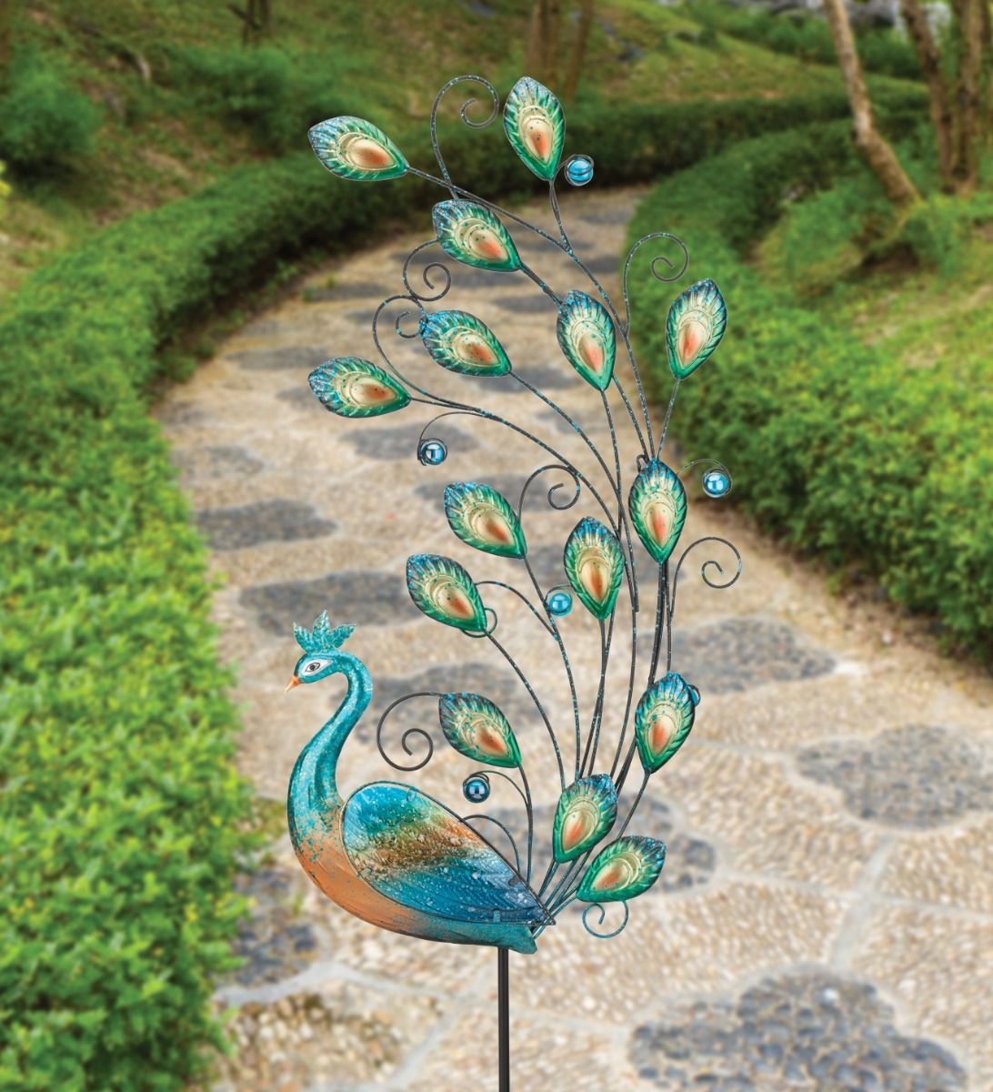 Regal Art & Gift 12950 14.25 x 42.5-Inch Feathers-Up Peacock Stake/Wall ...