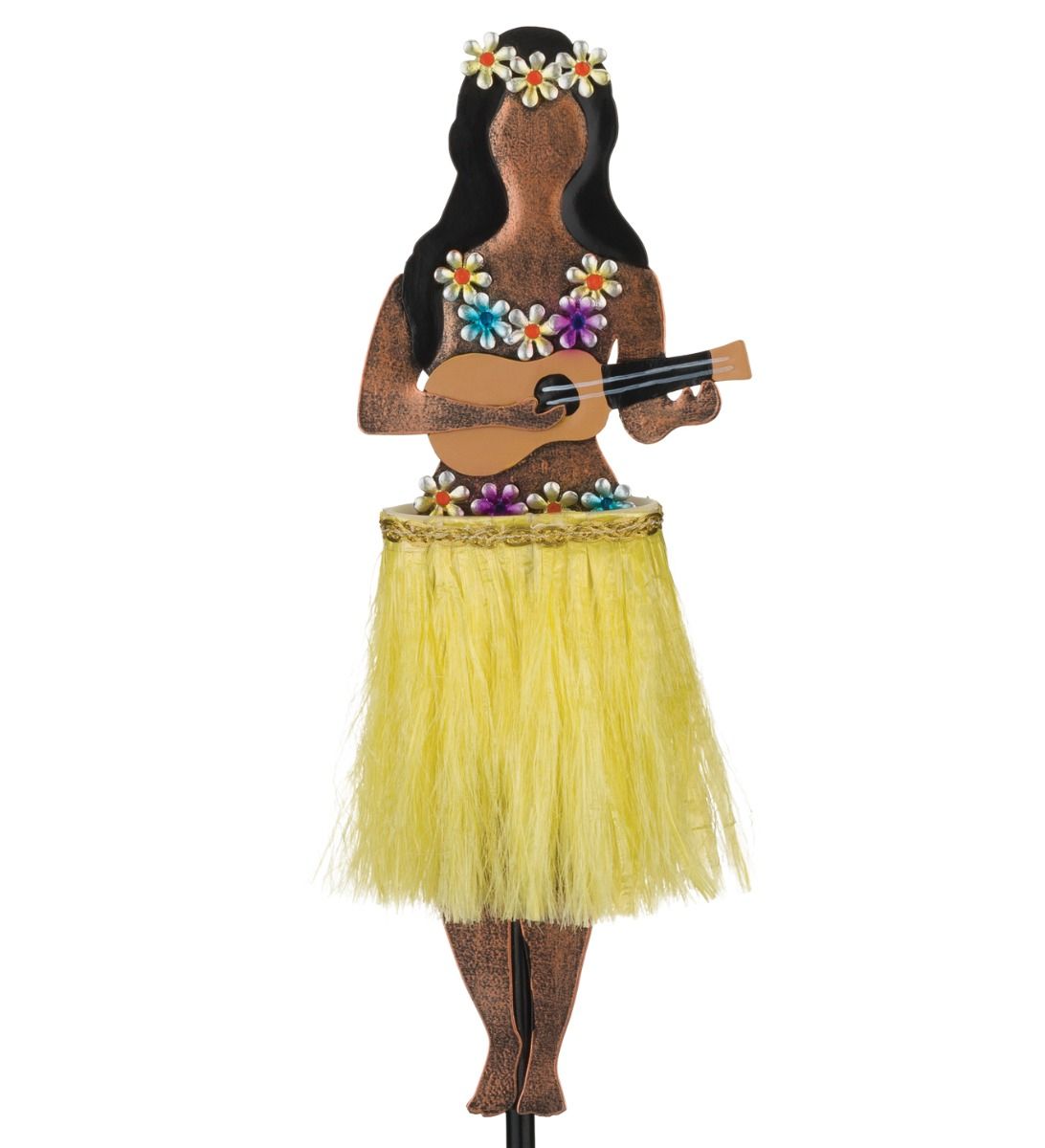 thumbnail image 2 of Hawaiian Hula Lady With Ukulele Dashboard Doll - 7" Green, Hawaii Souvenir 2 of 4