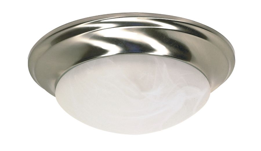 Satco S 60 6009 1 Light 12 Inch Brushed Nickel Flush Mount Ceiling Light Satco S 60 6009