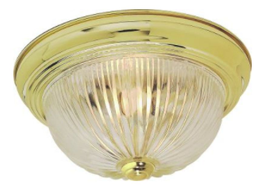 Satco S 60 6015 2 Light 11 Inch Polished Brass Flush Mount Ceiling Light Fixture Satco S 60 6015