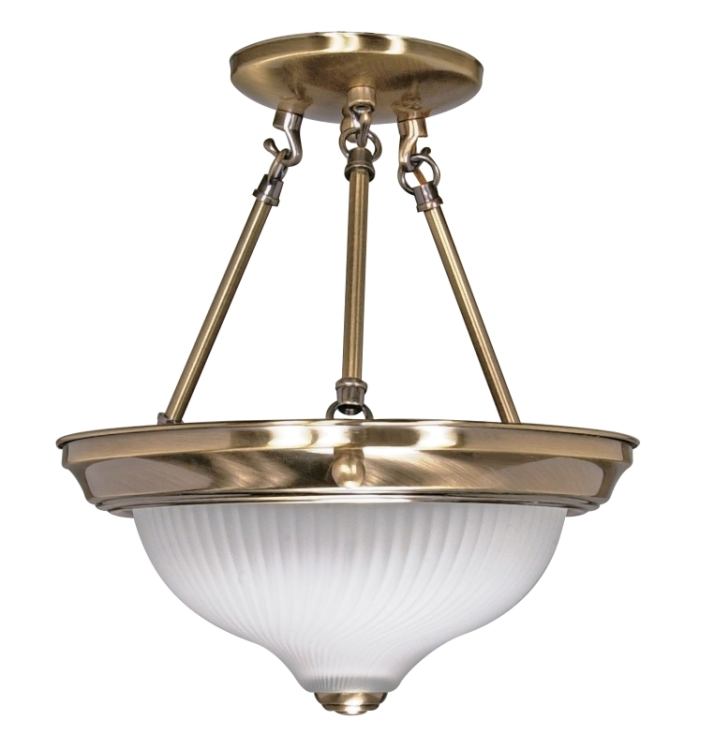Satco Nuvo Lighting 60/240 2Light 11Inch Antique Brass Semi Flush