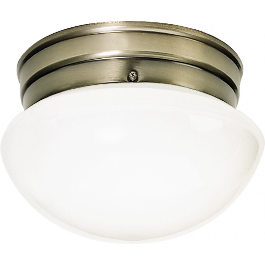 Satco Nuvo Lighting 60 6114 1 Light 8 Inch Antique Brass Flush