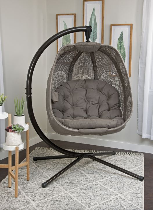 FlowerHouse FHEC100DC Sand Dreamcatcher Hanging Egg Patio Chair With