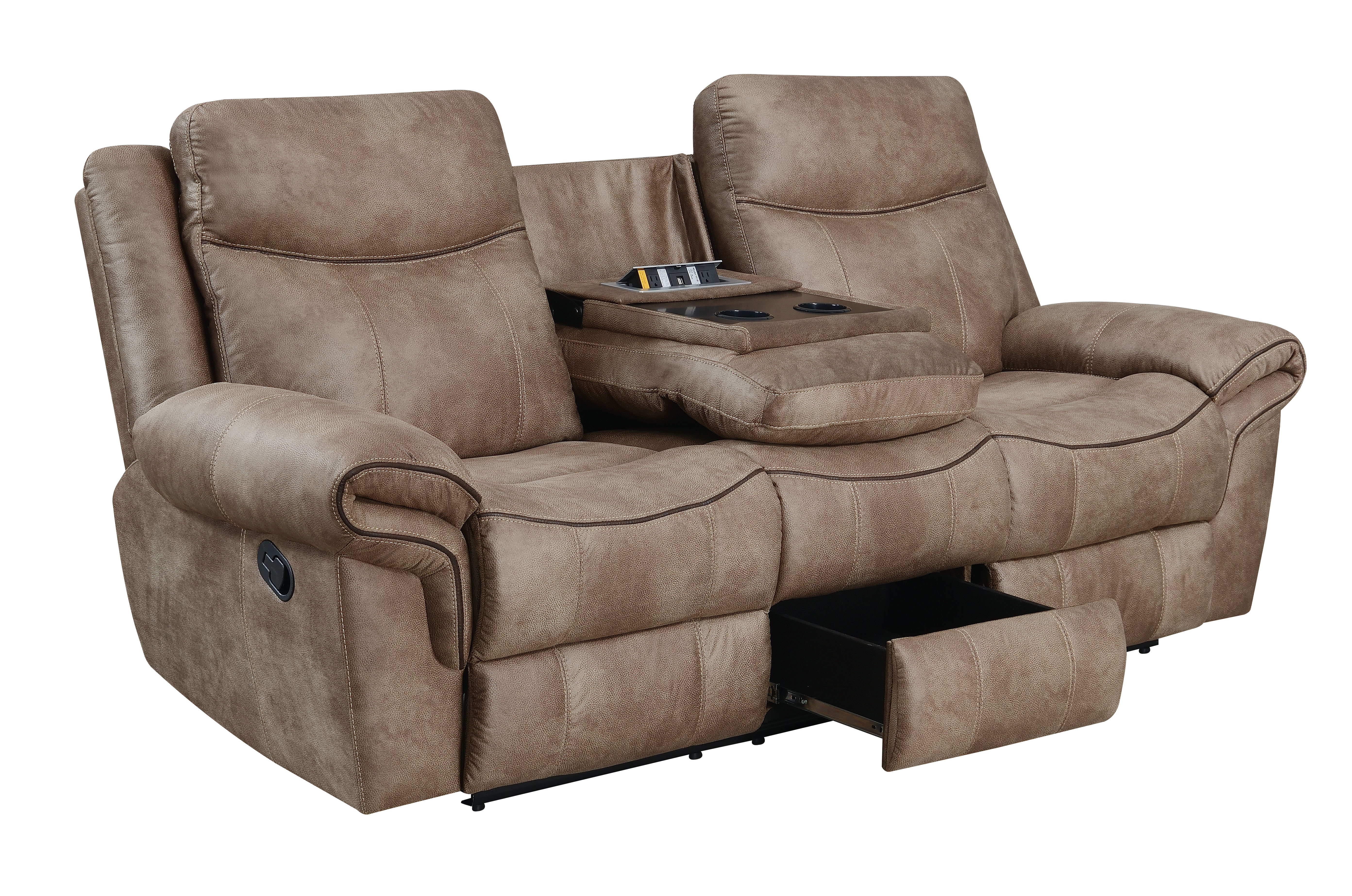 Steve Silver Nh850s Nashville Cocoa Reclining Sofa With Drop Down Table