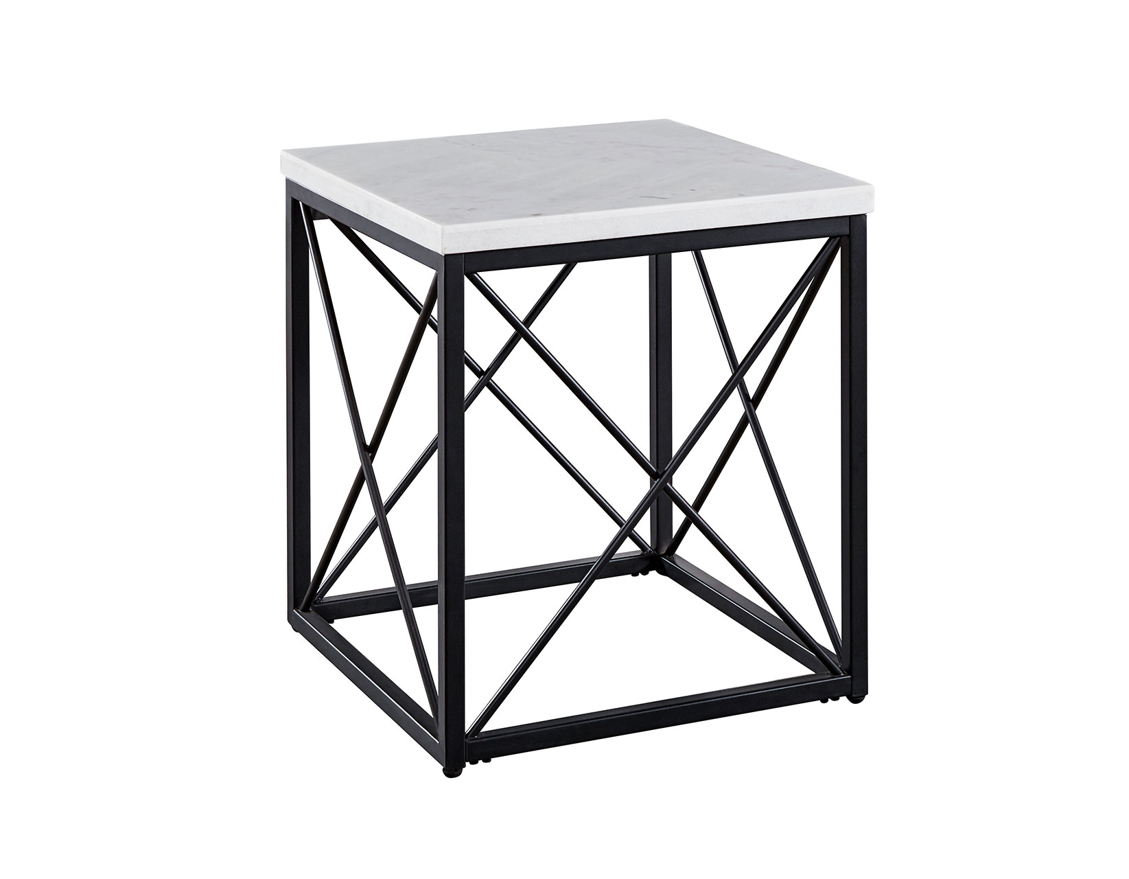 STEVE SILVER SK200E Skyler White Marble Top Square End Table at Sutherlands