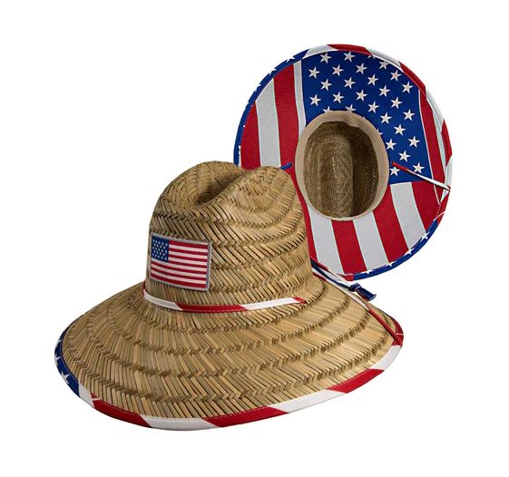 Turner Hats 18013 Small/Medium Sunbuster American Flag Rush Straw Hat