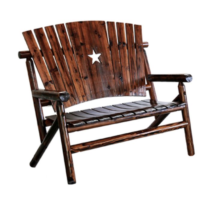 UNITED GENERAL SUPPLY TX 93694 CharLog Double Bench With Star at