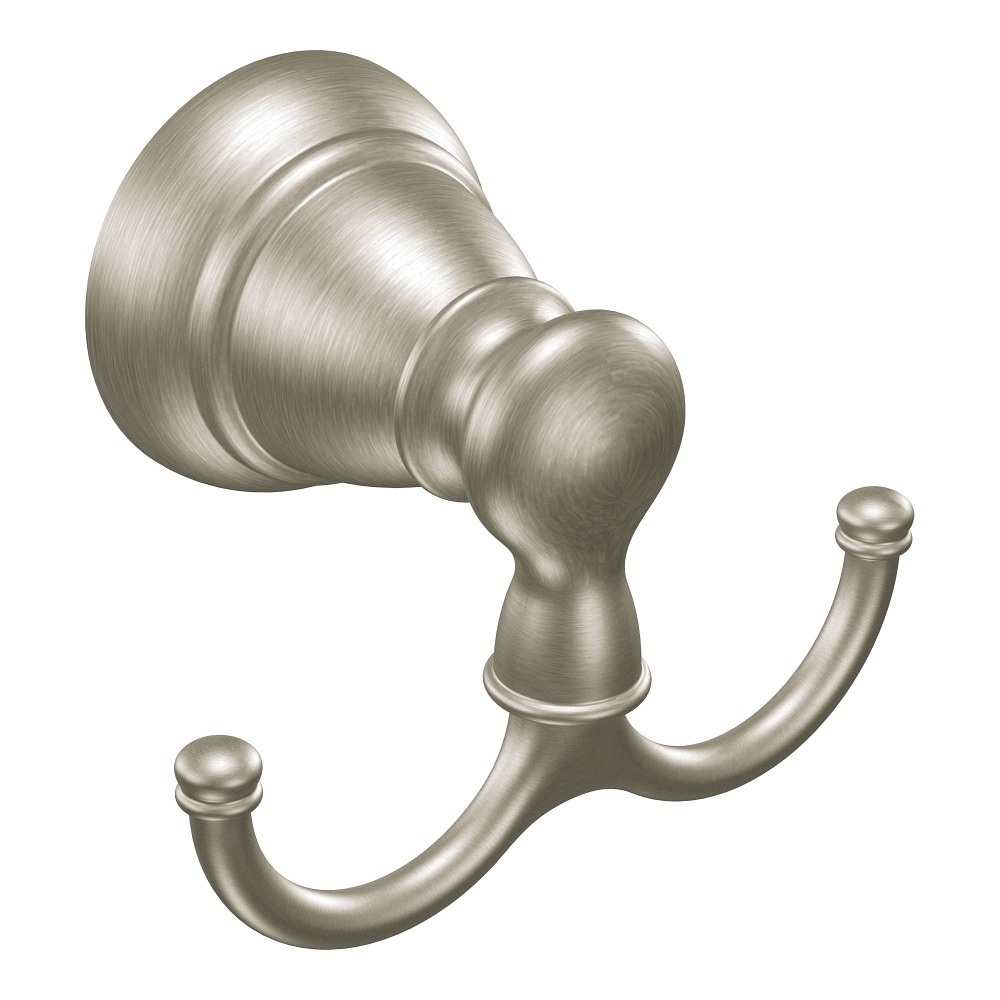 moen yb5103bn voss double robe hook brushed nickel