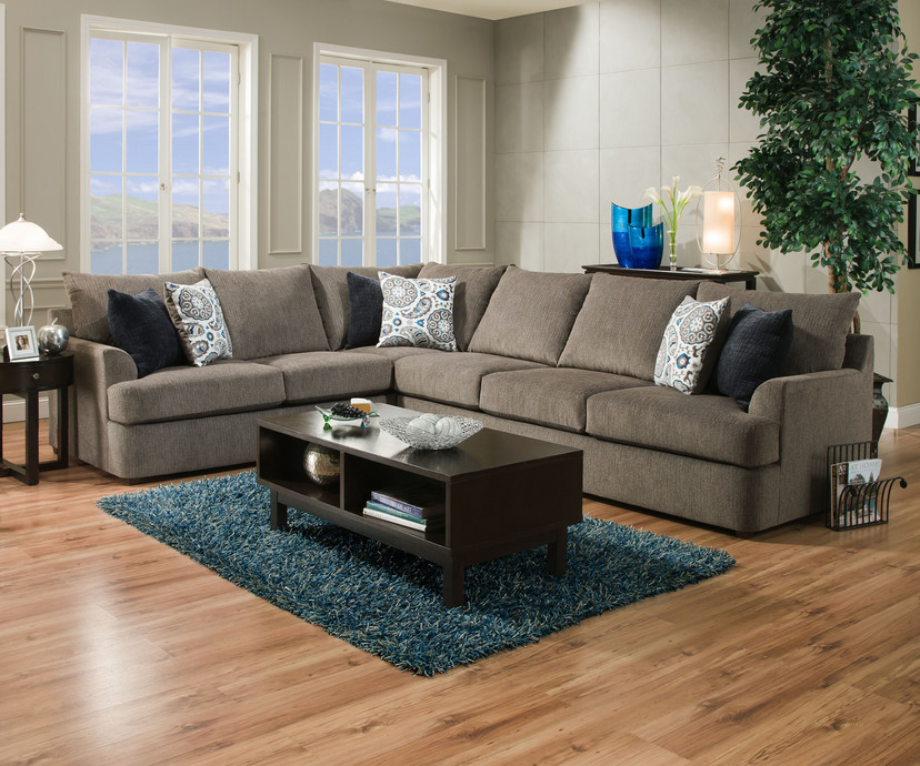 Simmons Flannel Charcoal Living Room Furniture Collection