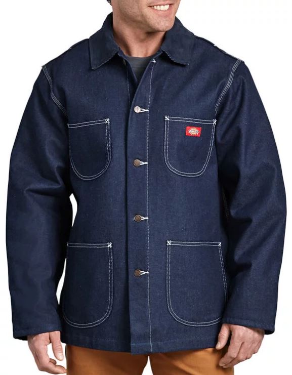 Dickies 3494NB Large Indigo Blue Denim Blanket Lined Chore Coat at ...