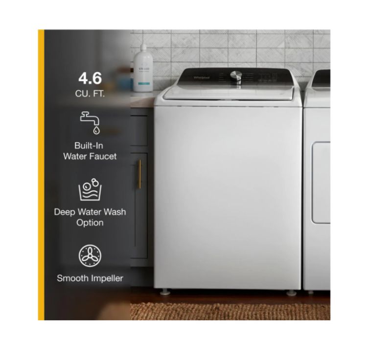 Whirlpool WTW5010LW 4.6 Cu. Ft. White Top Load Impeller Washing Machine